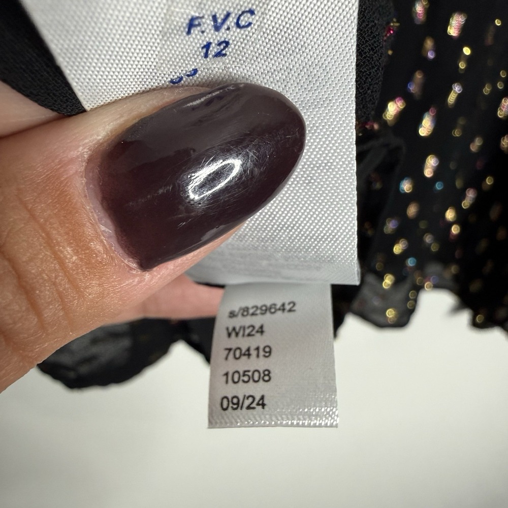 NWT Ann Taylor Metallic Clip Shirred Top‎ Black Medium Minimalist Career Office - Picture 6 of 12